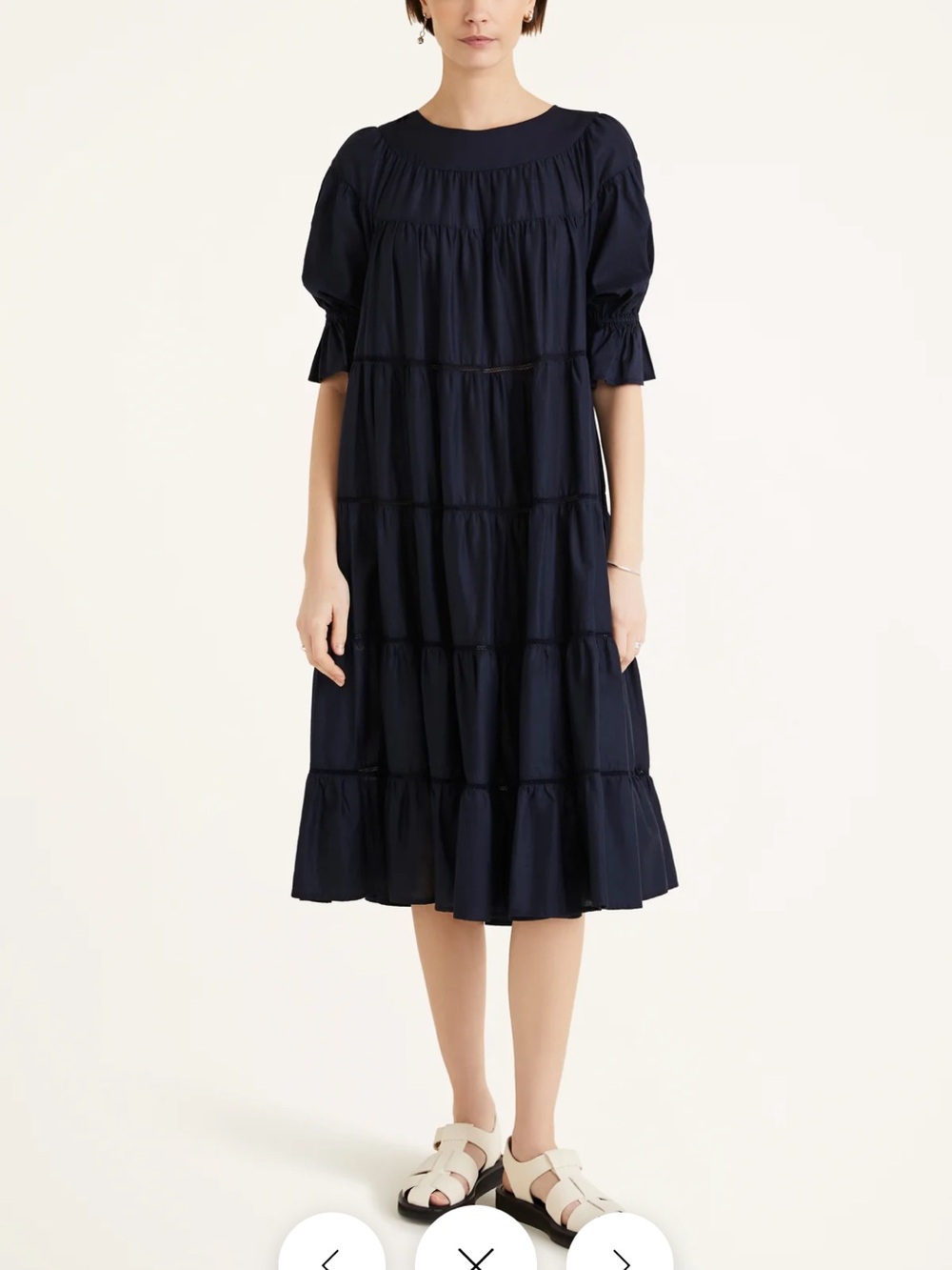 Sold out! PARADIS DRESS Tiered Maxi Dress with 3/4 Ruffled Sleeves Navy